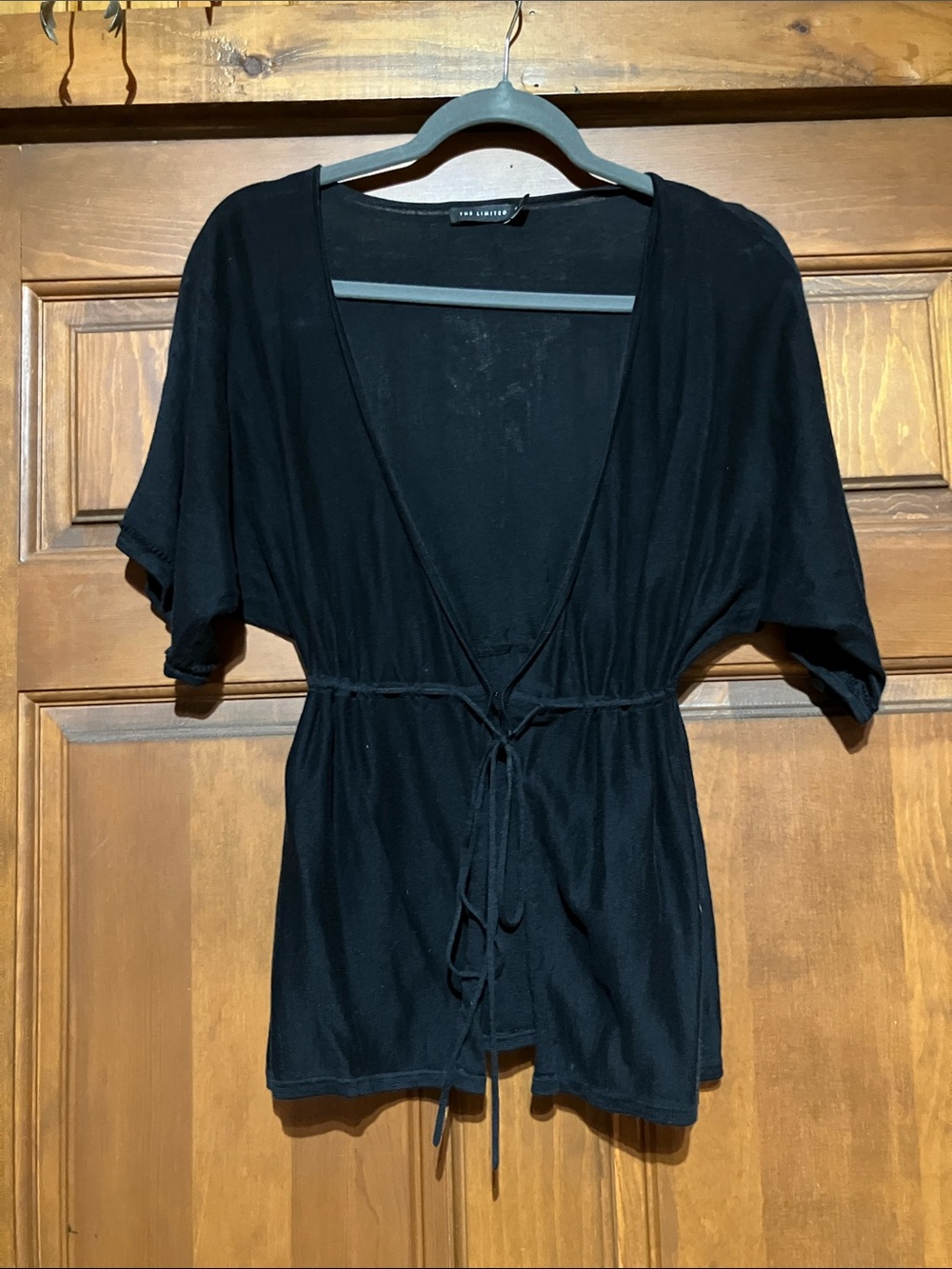 The Limited Black Short-Sleeve Tie-Waist Cover-Up